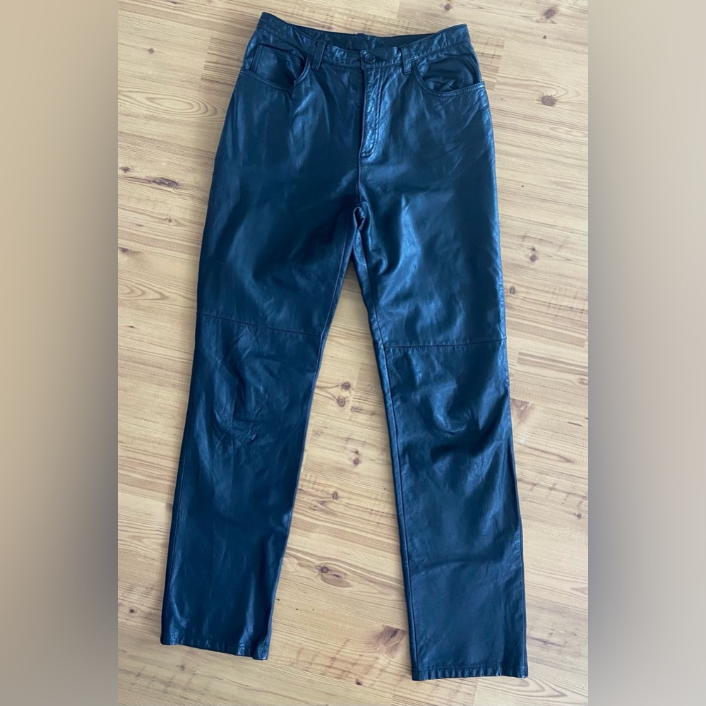 Jones New York Leather Black Straight Leg Jeans